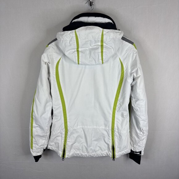 HYRA Women’s White Green Ski Jacket Hooded Insulated Snowboard Coat Large - Picture 3 of 6